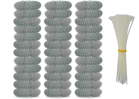 2 * 6 সেমি 7.5 জি স্টেইনলেস স্টিল ক্লিনিং বল / সিলভার মেটাল কিচেন স্ক্রাবার